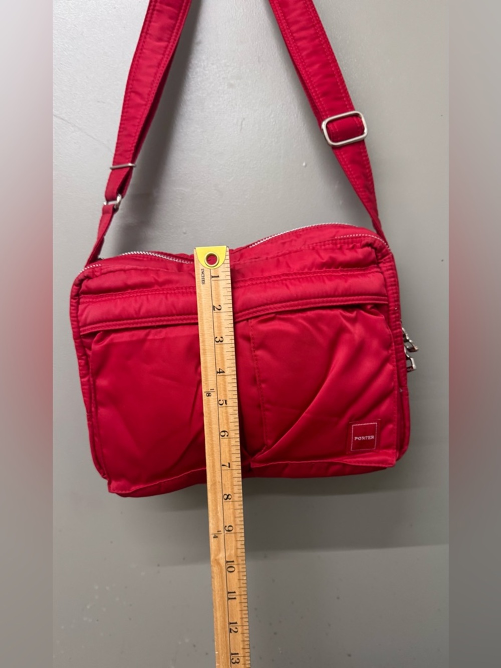 Porter Tanker Sling Bag Red Nylon Japanese Designer Shoulder Bag Unisex Compact - Picture 5 of 8